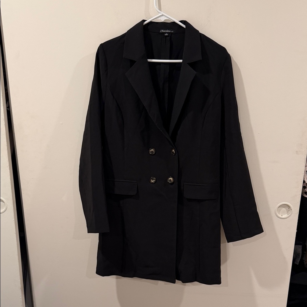 Chocolate Black Double-Breasted Blazer